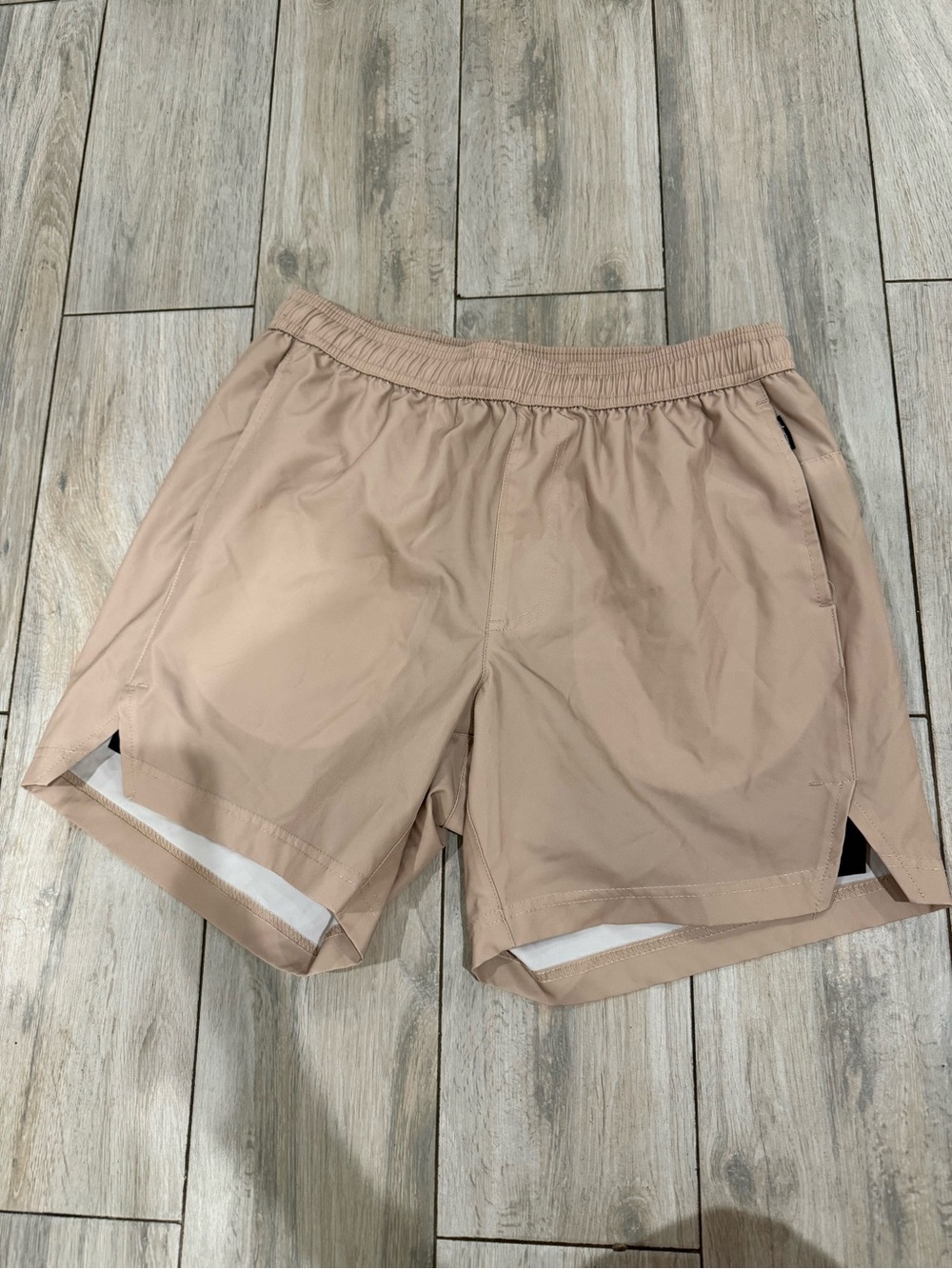 Men's Athletic Shorts in Light Beige - Lightweight Training Shorts
